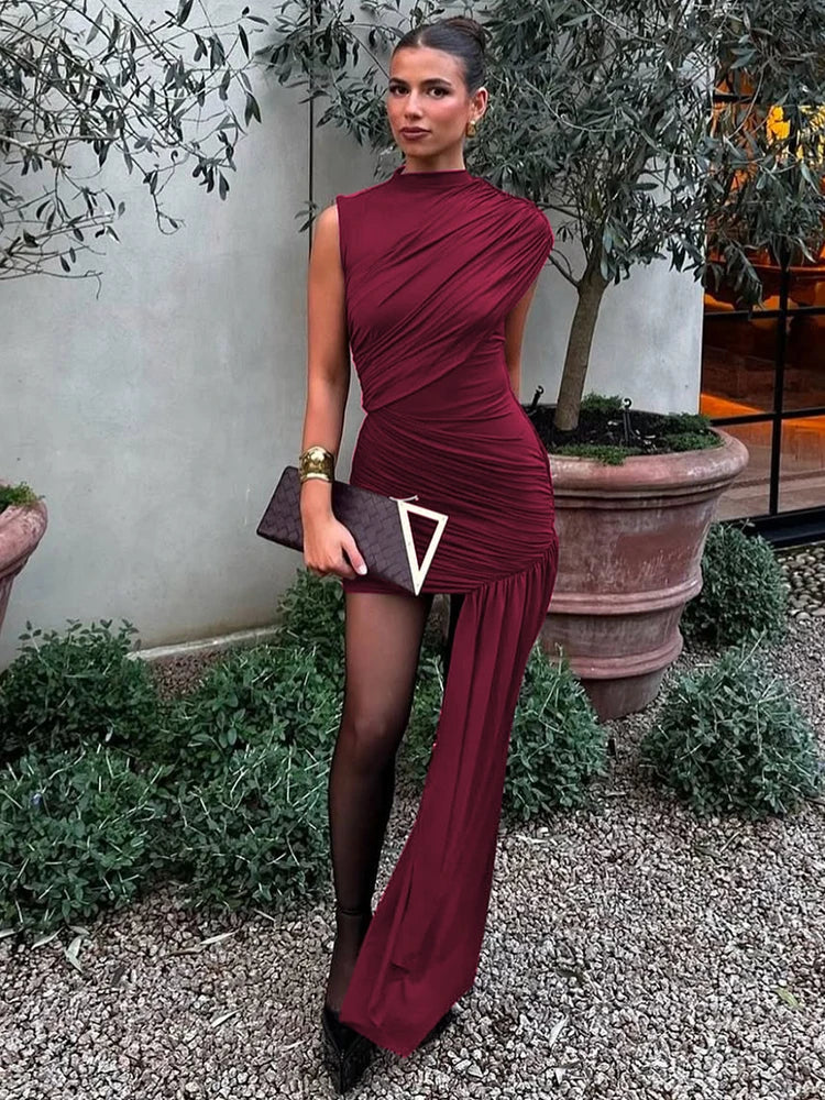 Robe drapé froncé pour femmes