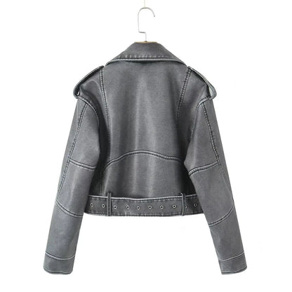 Veste Similicuir Femme – Revers et Fermeture Zippée
