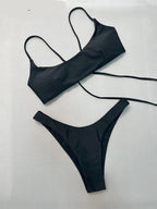 Maillot de bain brésilien deux pièces à lacets pour femmes
