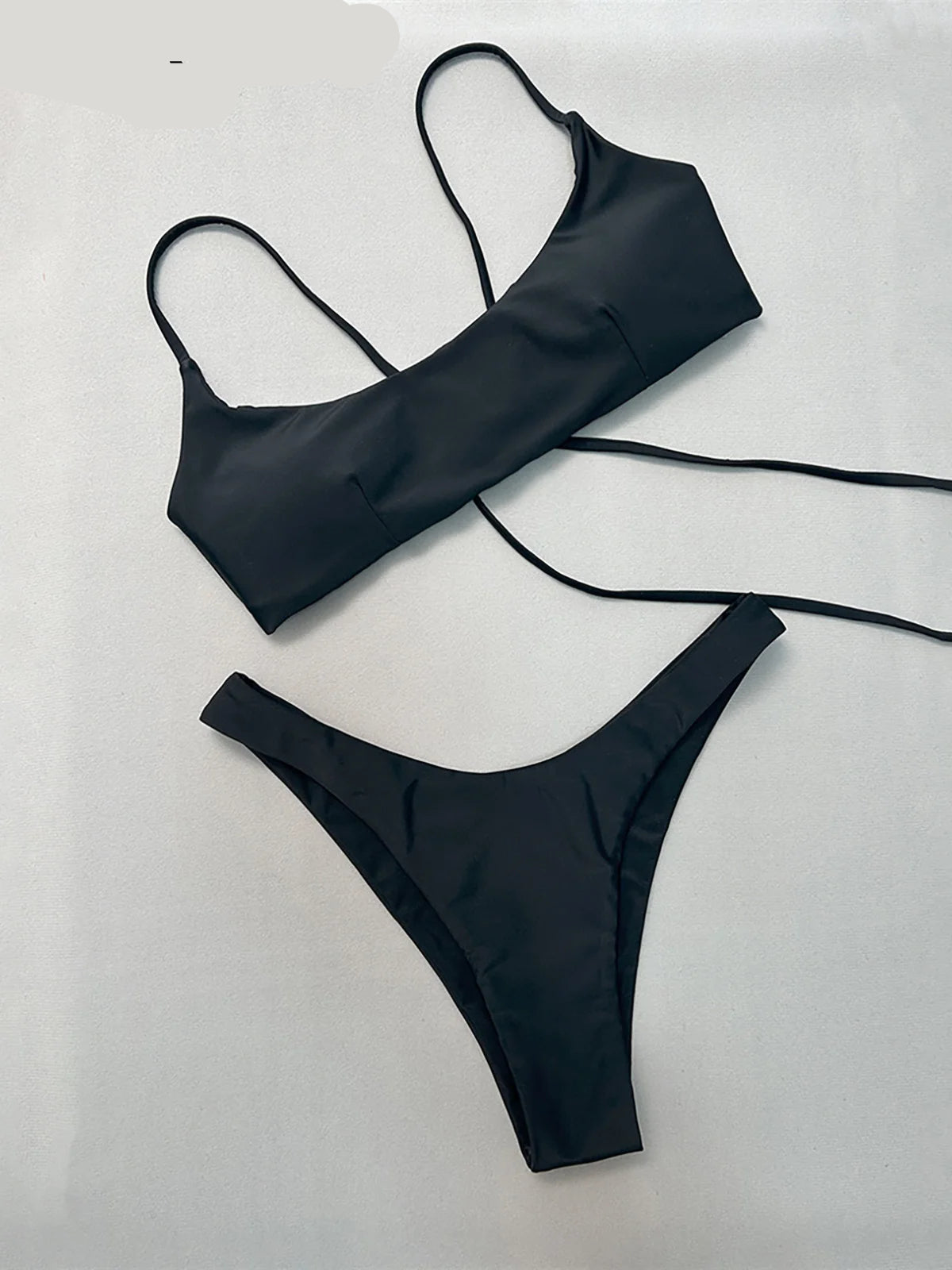 Maillot de bain brésilien deux pièces à lacets pour femmes