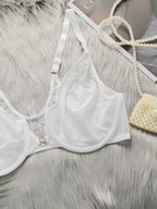Soutien-gorge grande taille en dentelle brodée avec bouton avant pour femmes