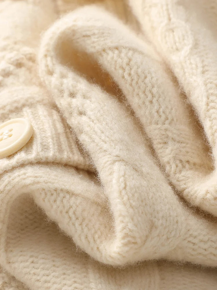 Pull cardigan en cachemire de style vintage creux pour femmes