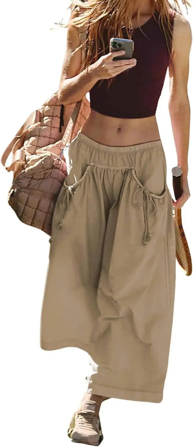 Pantalon à poches avec cordon de serrage pour femmes