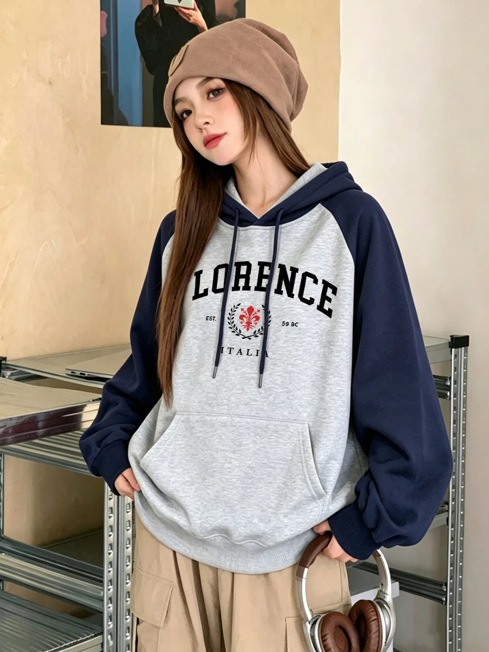 Sweat à capuche raglan imprimé Florence pour femmes