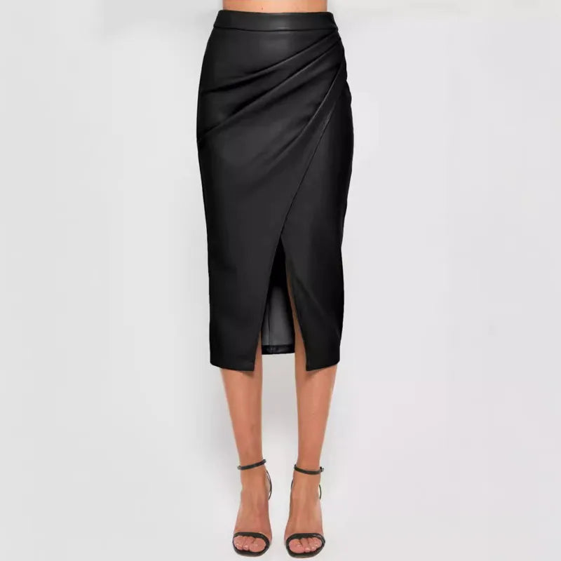 Jupe en cuir PU pour femmes
