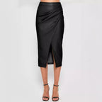 Jupe en cuir PU pour femmes