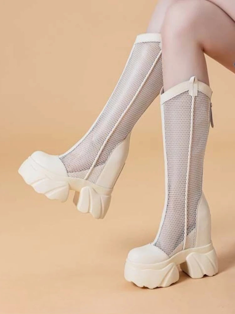 Bottes genou haute à plate-forme pour femmes