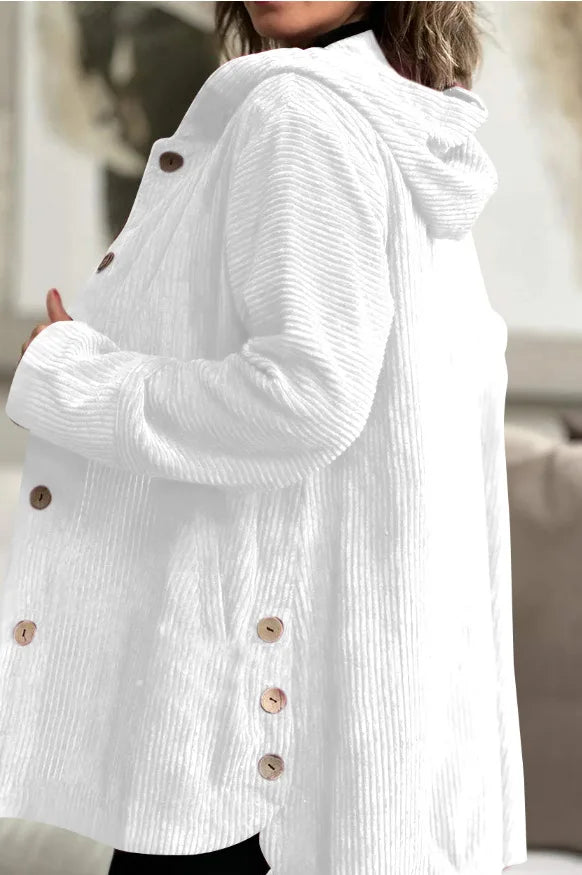 Veste décontractée à capuche en velours côtelé pour femmes