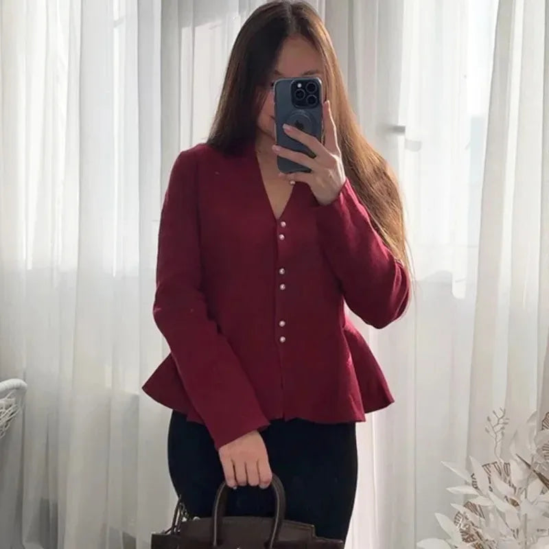 Cardigan décontracté à col V uni pour femmes