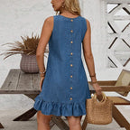 Robe en jean, été sans manches pour femmes