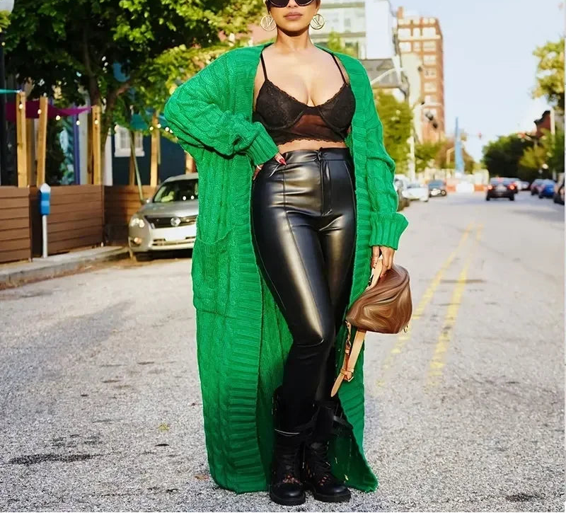 Cardigan long et torsadé pour femmes