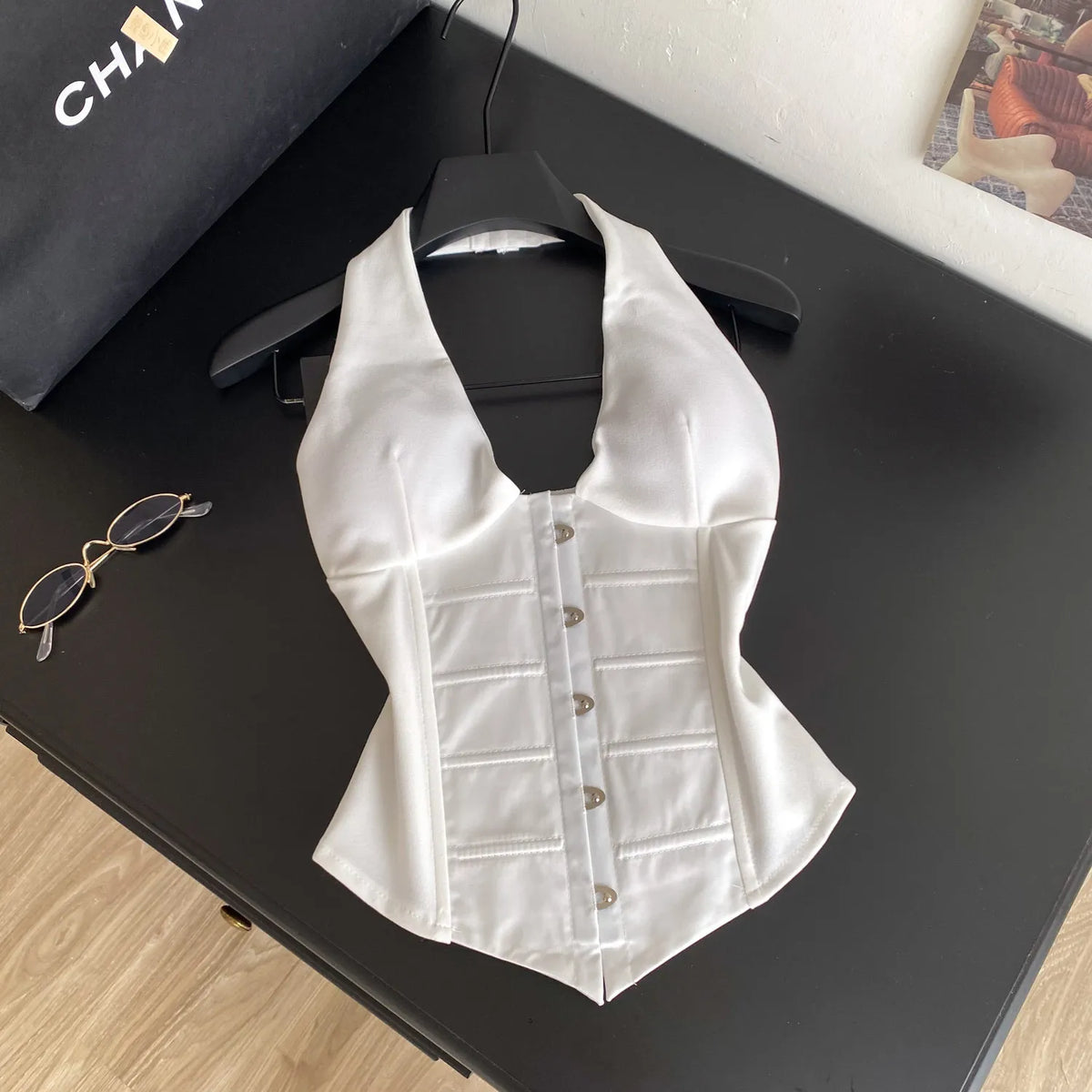 Débardeur Corset Satin Femme – Col Halter