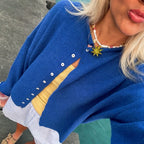 Pull à manches longues avec bouton sur le devant pour femmes
