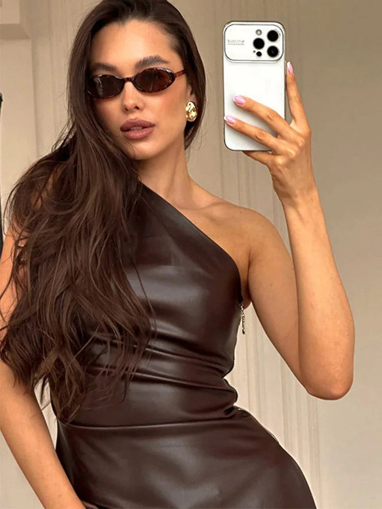 Veste Slim sans manches à une épaule pour femmes