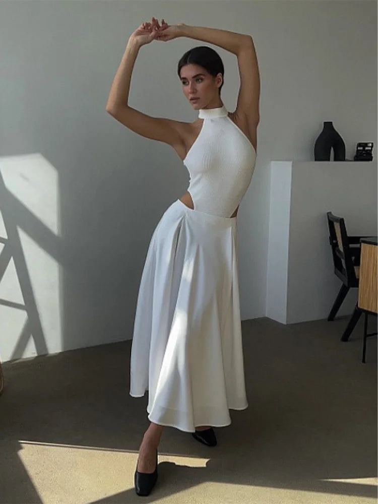 Jupe longue en satin pour femmes
