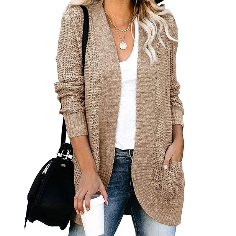 Cardigan long côtelé pour femmes