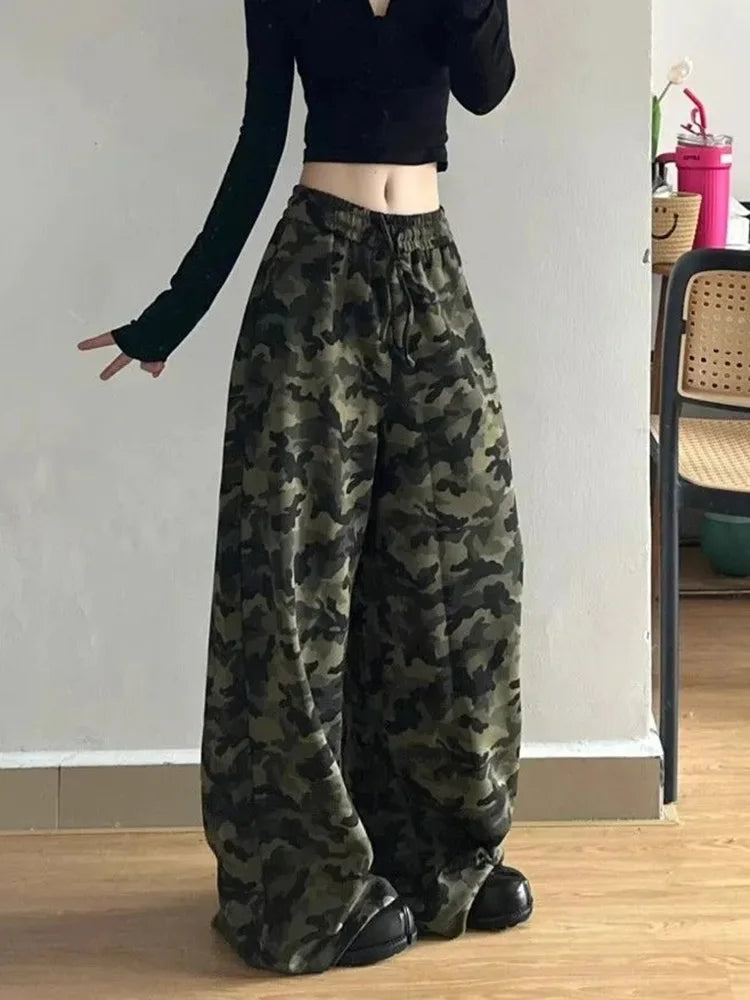 Pantalon cargo camouflage streetwear pour femmes
