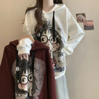 Pull à capuche imprimé en velours allemand de grande taille pour femmes