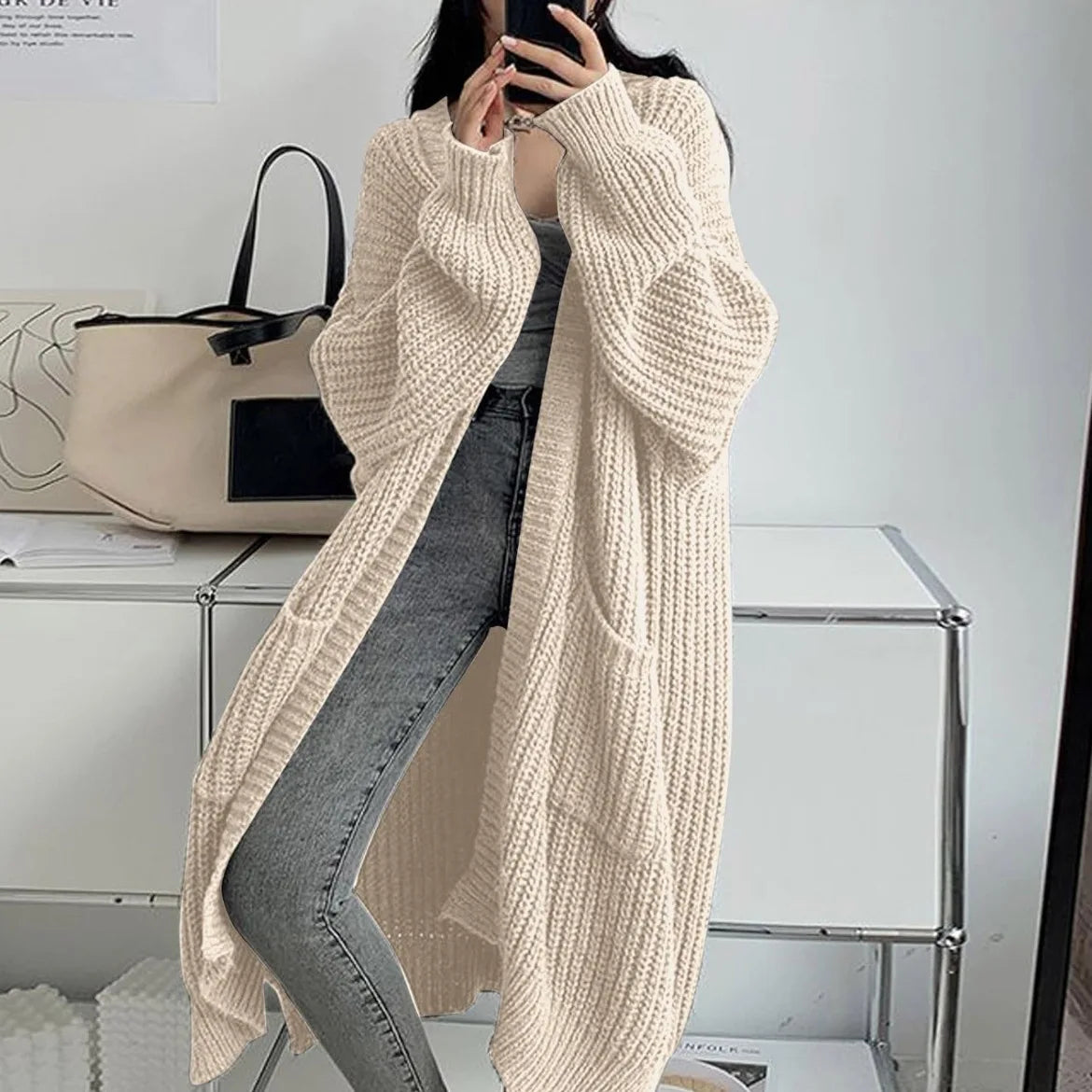 Cardigan longue tricoté pour femmes
