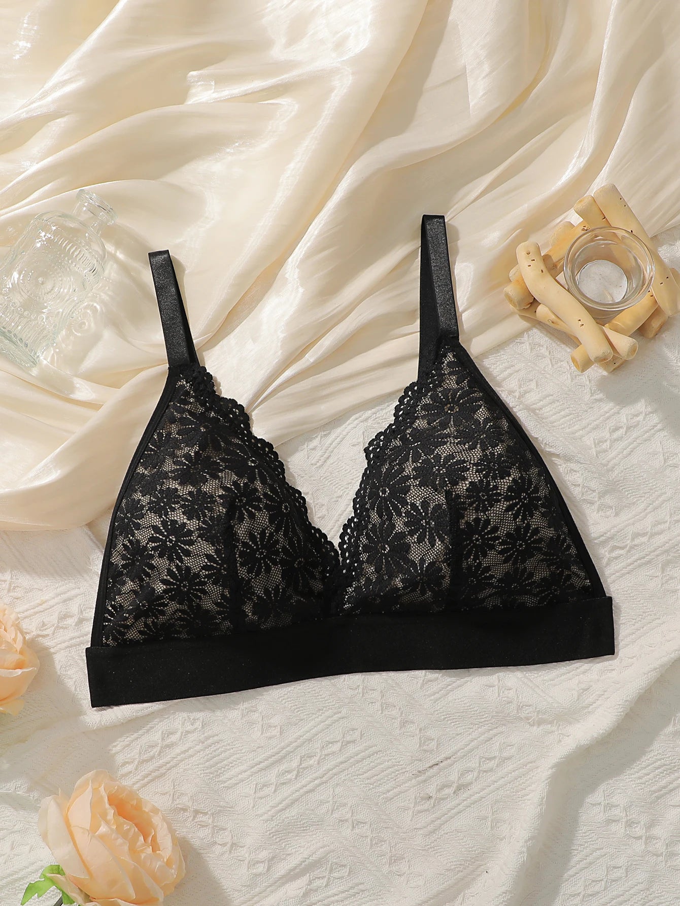 Soutien-gorge grande taille en dentelle brodée pour femmes