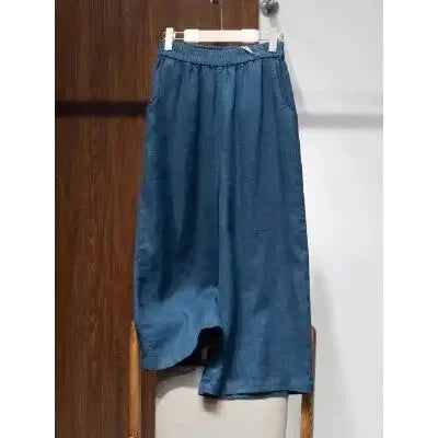 Pantalon amincissant en coton et lin pour femmes