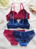 Ensemble de 2 pièces de lingerie en dentelle colorée pour femmes