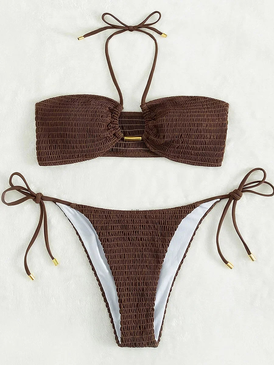 Bikini 2 Pièces Femme – Plissé et Smocké