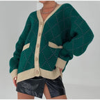 Gilet cardigan rose à rayures pour femmes