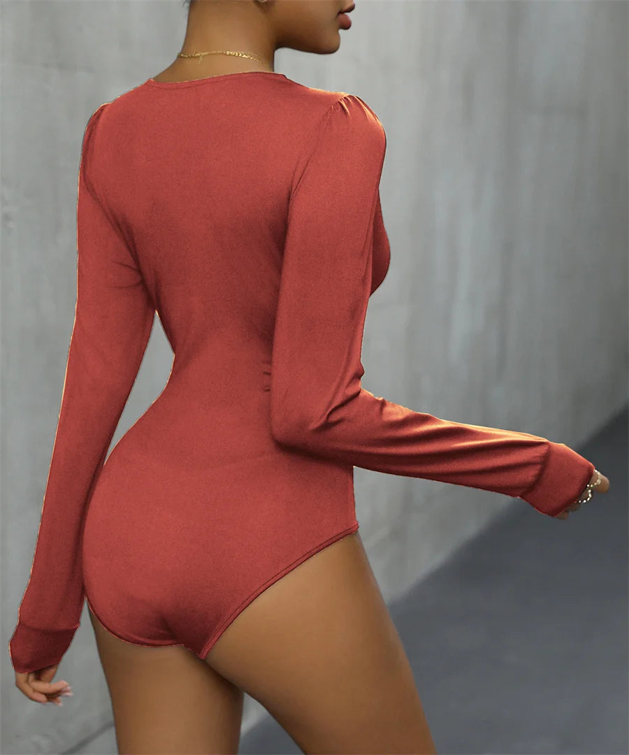 Body sexy en dentelle contrastée à col en V profond pour femmes