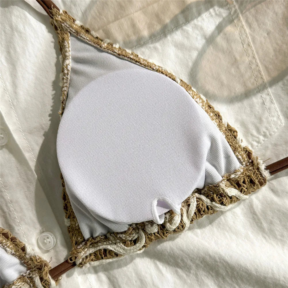 Ensemble maillot de bain deux pièces string triangle à bretelles pour femmes