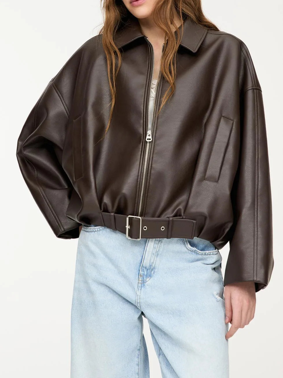 Veste en faux cuir pour femmes
