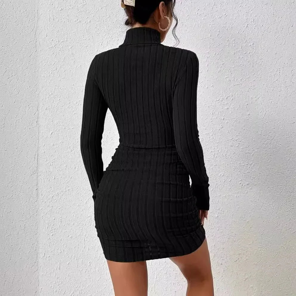 Robe pull amincissante à col roulé pour femmes