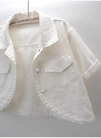 Veste en jean rose à manches courtes pour femmes