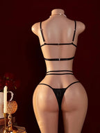 Ensemble de soutien-gorge ouvert en dentelle transparente pour femmes