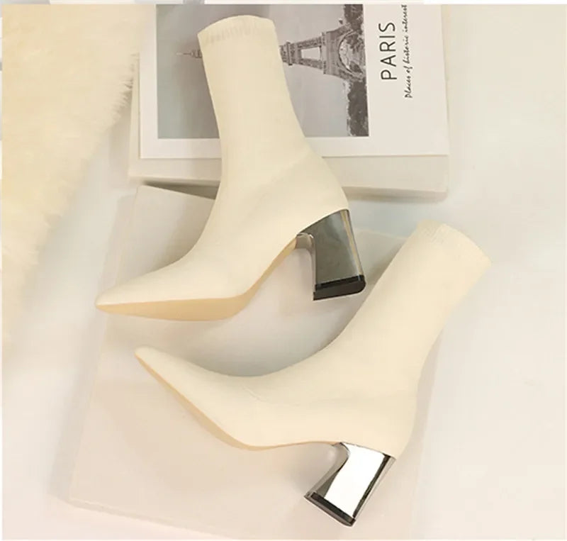 Bottines extensibles en tricot de haute qualité pour femmes