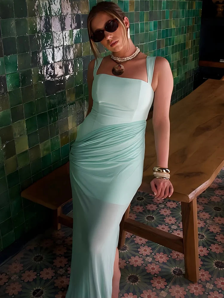 Robe longue à fronces pour femmes