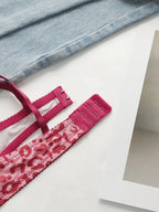 Ensemble sexy en dentelle imprimé léopard rose pour femmes