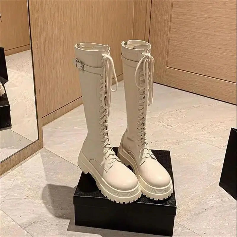 Bottes à lacets à plateforme pour femmes
