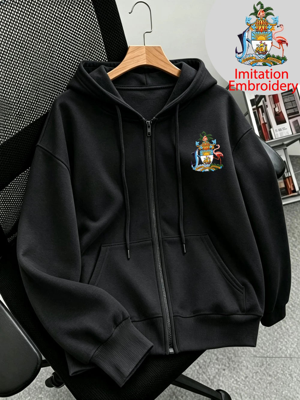 Sweat à capuche zippé imprimé Bahamas hivernal pour femmes