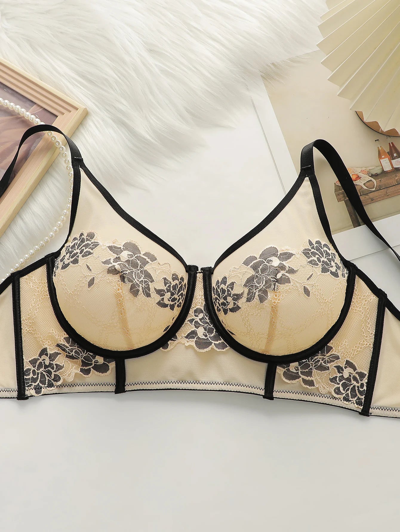 Soutien-gorge sexy en dentelle brodée pour femmes