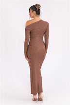 Robe longue sexy à manches longues et paillettes pour femmes