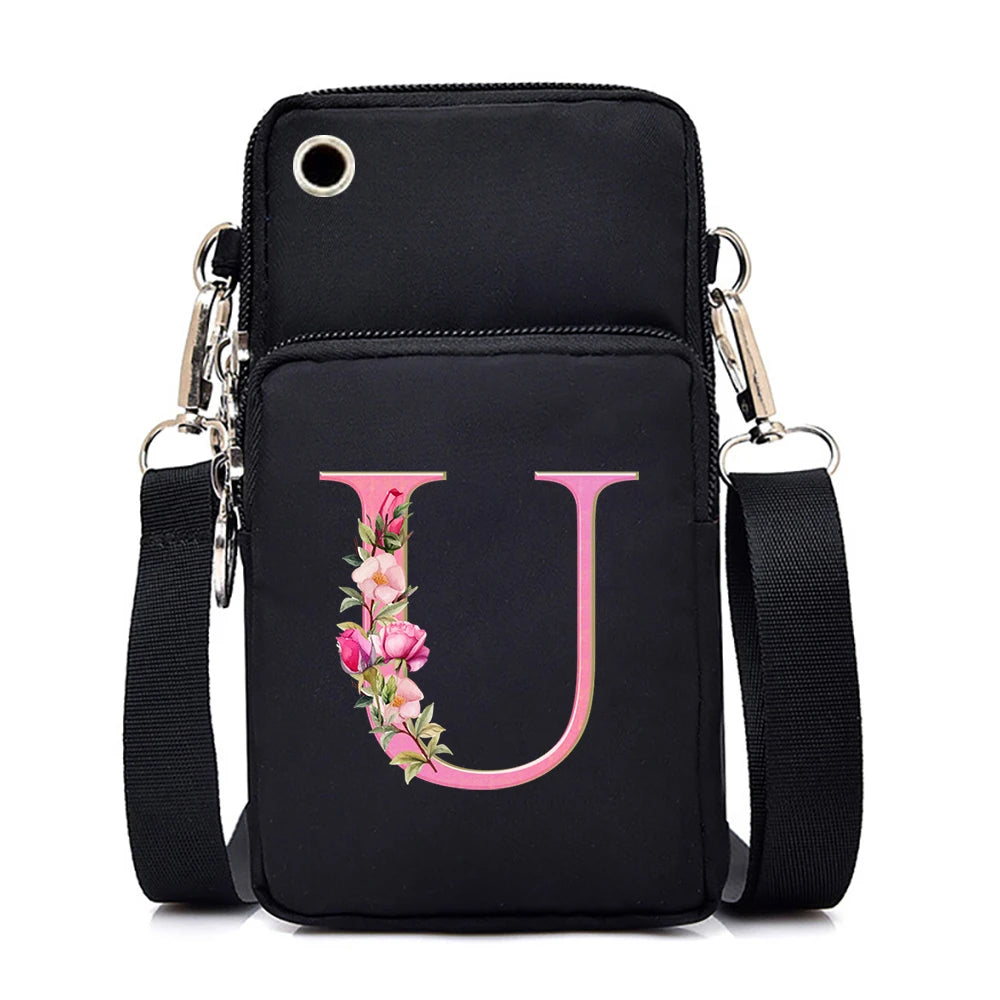 Sac à bandoulière série lettres Sakura rose pour téléphone portable pour femmes