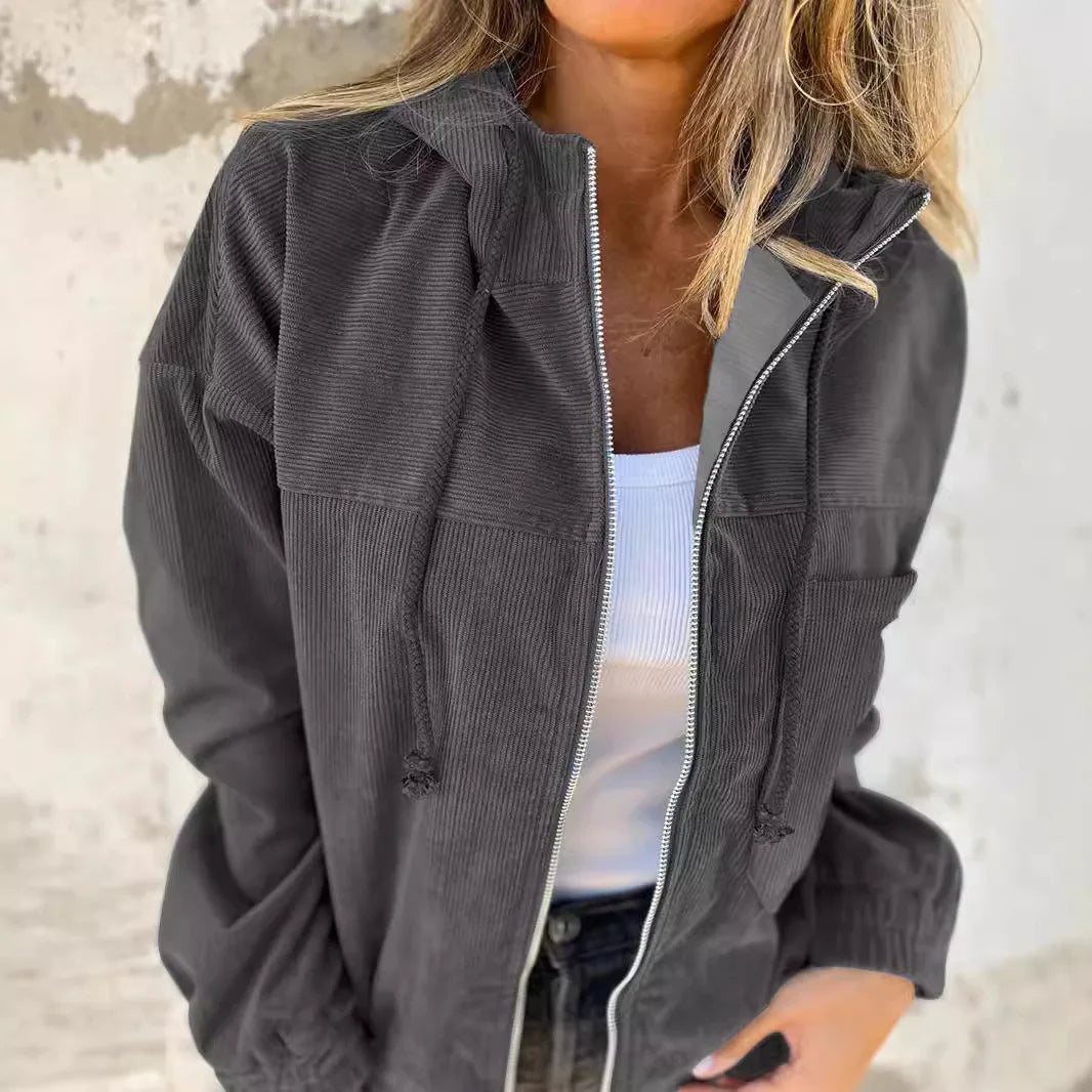Veste à capuche en velours pour femmes