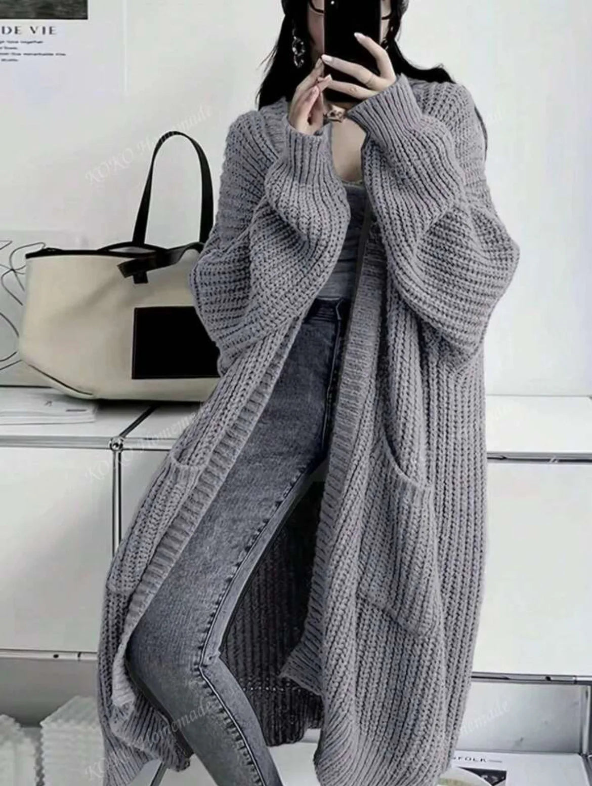 Cardigan longue tricoté pour femmes