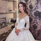 Robe de mariée élégante et romantique à manches longues pour femmes