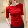 T-shirt rouge à manches courtes pour femmes