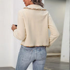 Veste courte décontracté à manches longues à lacets pour femmes
