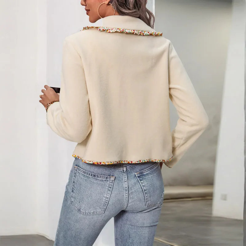 Veste courte décontracté à manches longues à lacets pour femmes
