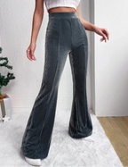 Pantalon évasé en velours côtelé taille haute pour femmes