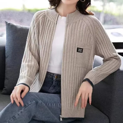 Gilet Style Baseball Femme – Maille Tricotée